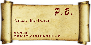 Patus Barbara névjegykártya